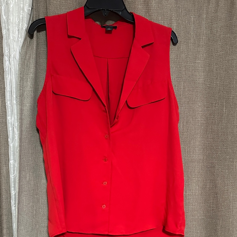 Halogen Vibrant Red Sleeveless Blouse